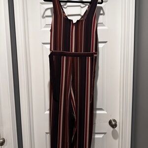 Striped Women's Jumpsuit - neutral colors